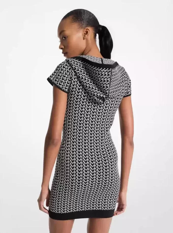MK2000 Logo Jacquard Hoodie Kleid MK2000 Logo Jacquard Hoodie Kleid