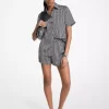 MK2000 Logo Print Satin Camp Shirt