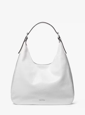 Nolita Große Hobo-Schultertasche aus Leder mit Schlangenprägung