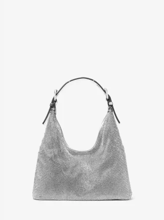 Nolita kleine Hobo-Schultertasche aus metallischem Strass-Mesh in limitierter Auflage