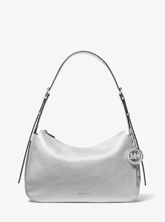 Nolita Medium Schultertasche aus metallisch genarbtem Leder