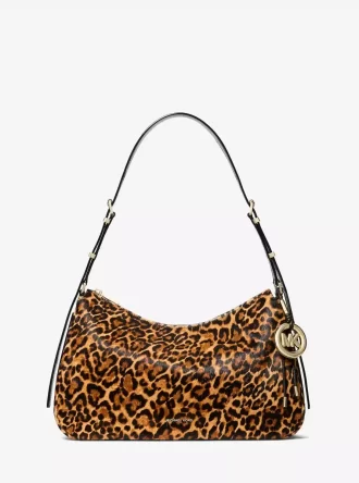 Nolita Schultertasche aus mittelgroßem Kalbsfell mit Leopardenmuster