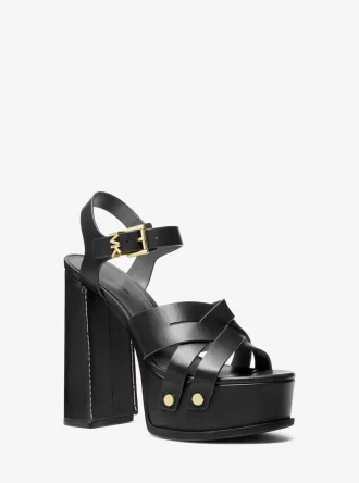 Nora Leder-Plateausandalen