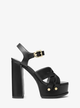 Nora Leder-Plateausandalen
