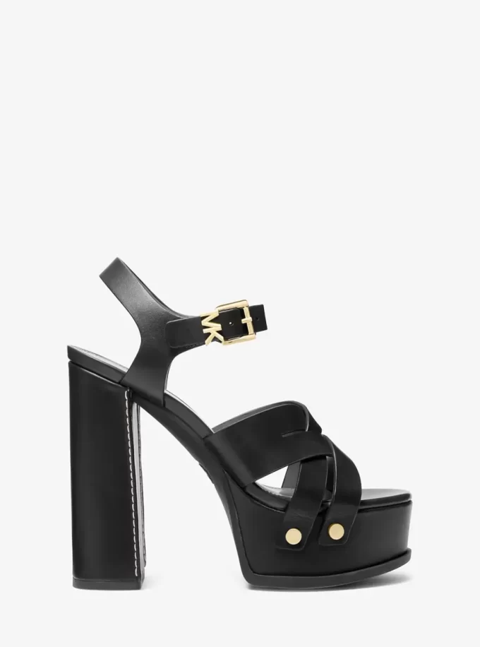 Nora Leder-Plateausandalen