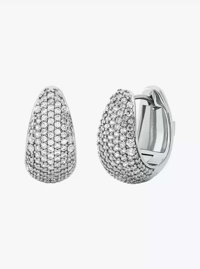 Ohrringe aus edelmetallplattiertem Messing mit Pavé-Fassung in Tropfenform