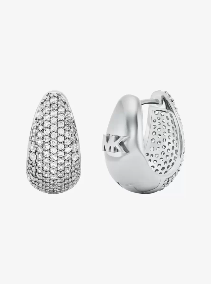 Ohrringe aus edelmetallplattiertem Messing mit Pavé-Fassung in Tropfenform