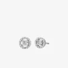 Ohrstecker aus Sterlingsilber mit Pavé-Halo-Fassung, vergoldet mit Edelmetallplattierung Ohrstecker aus Sterlingsilber mit Pavé-Halo-Fassung, vergoldet mit Edelmetallplattierung