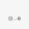 Ohrstecker aus Sterlingsilber mit Pavé-Halo-Fassung, vergoldet mit Edelmetallplattierung Ohrstecker aus Sterlingsilber mit Pavé-Halo-Fassung, vergoldet mit Edelmetallplattierung