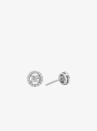 Ohrstecker aus Sterlingsilber mit Pavé-Halo-Fassung, vergoldet mit Edelmetallplattierung