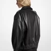 Oversized Lederblousonjacke