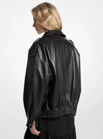 Oversized Lederblousonjacke