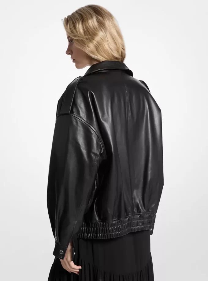Oversized Lederblousonjacke