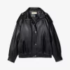Oversized Lederblousonjacke