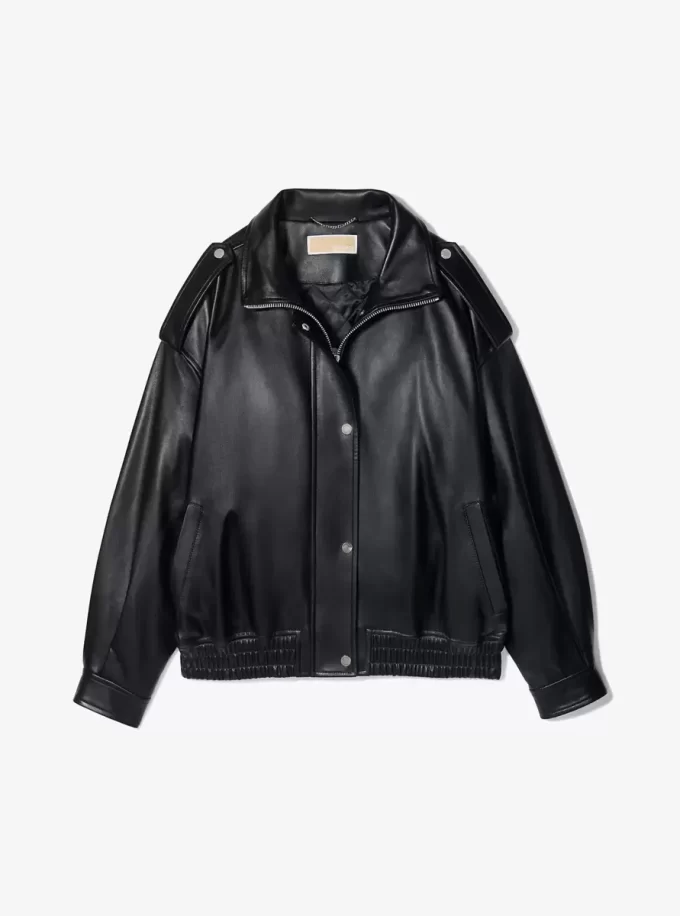 Oversized Lederblousonjacke