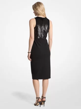 Pailletten- und Crêpe-Neckholderkleid