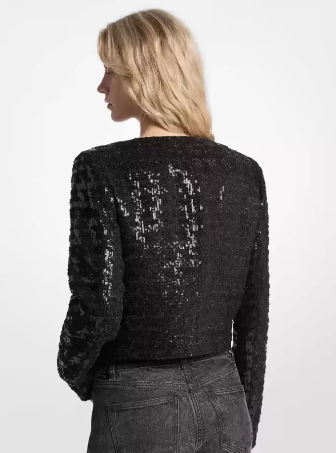 Paillettenbesetzte Tweed-Kurzjacke Paillettenbesetzte Tweed-Kurzjacke