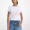 Paillettenbesetztes Baumwoll-T-Shirt mit Grafik