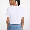 Paillettenbesetztes Baumwoll-T-Shirt mit Grafik