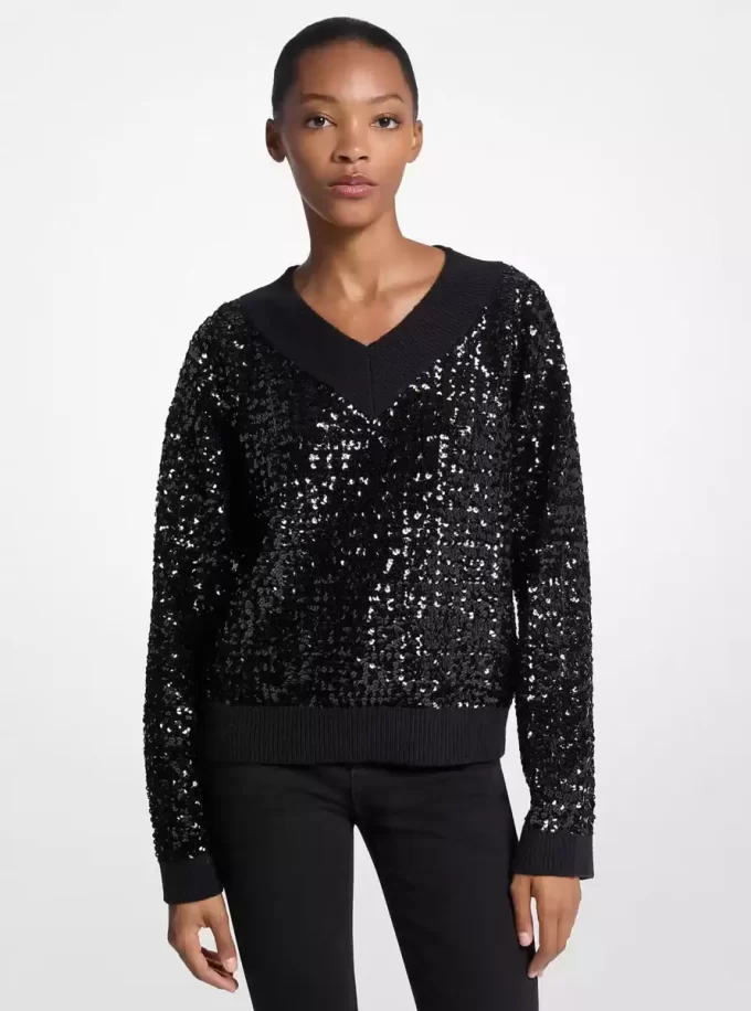 Paillettenpullover aus Baumwollmischgewebe Paillettenpullover aus Baumwollmischgewebe