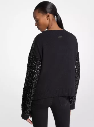 Paillettenpullover aus Baumwollmischgewebe