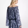 Paisley-Georgette-Kleid mit schulterfreiem Ausschnitt