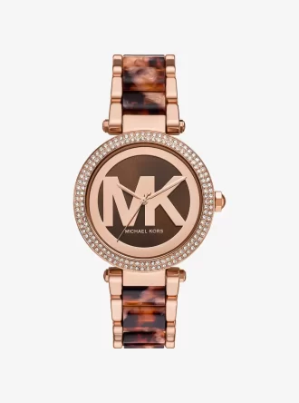 Parker Pavé Roségoldfarbene und Acetat-Uhr
