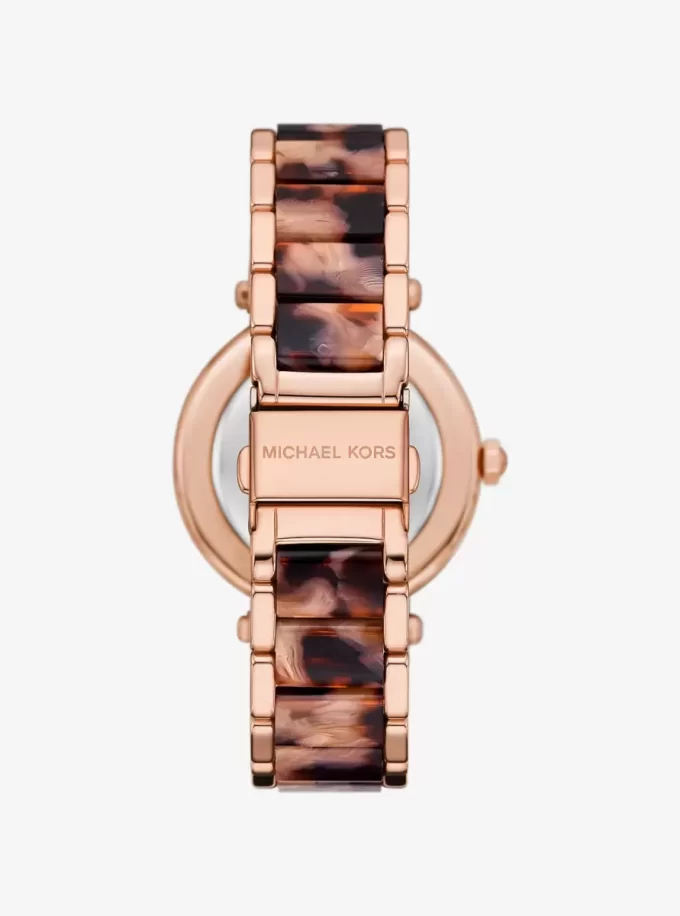 Parker Pavé Roségoldfarbene und Acetat-Uhr Parker Pavé Roségoldfarbene und Acetat-Uhr