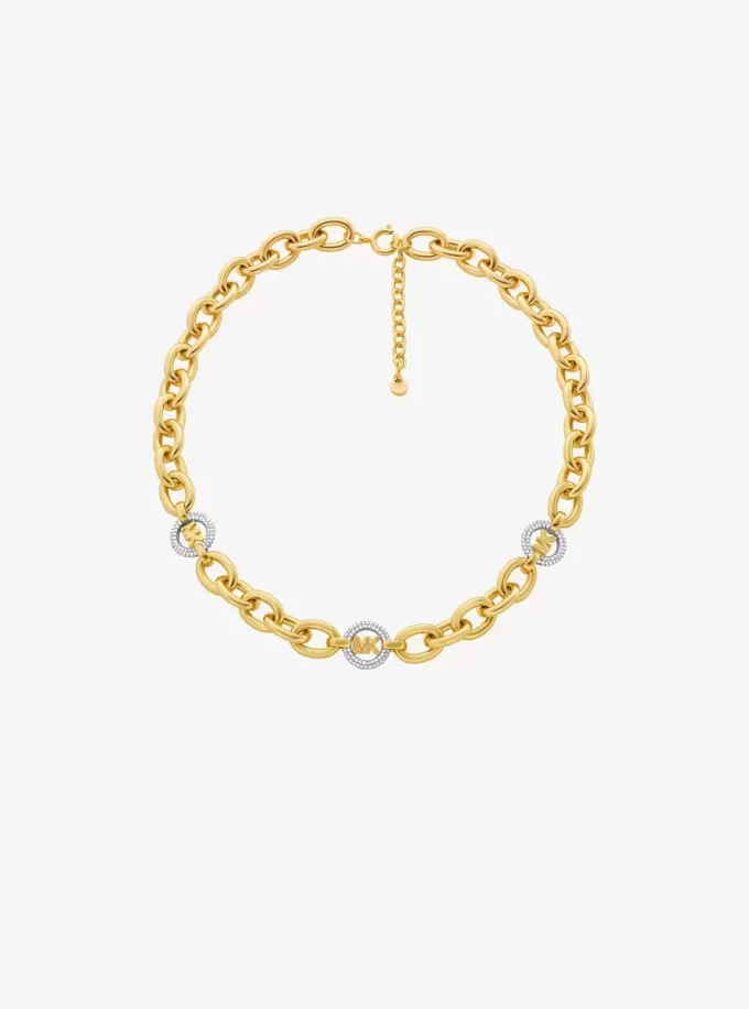 Pavé MK Pop Charm Kettenglieder-Halskette