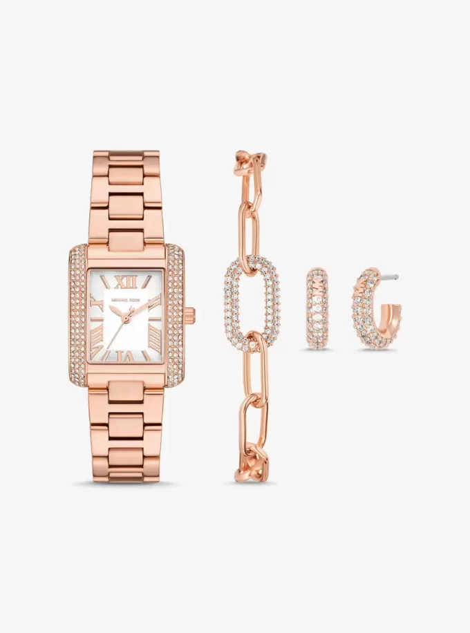 Petite Emery Roségoldfarbenes Uhren- und Schmuck-Geschenkset