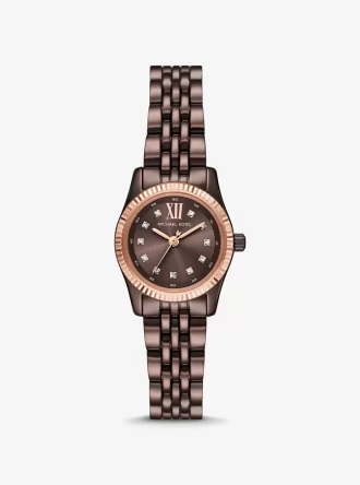 Petite Lexington Pavé-Armbanduhr im Espresso-Ton
