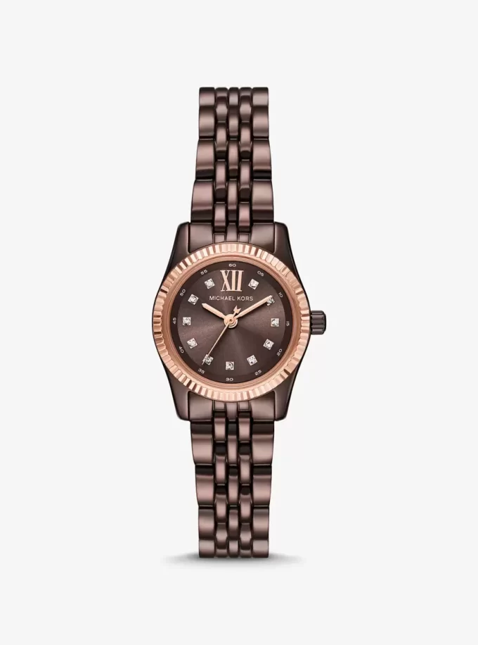 Petite Lexington Pavé-Armbanduhr im Espresso-Ton Petite Lexington Pavé-Armbanduhr im Espresso-Ton