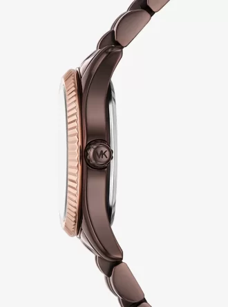Petite Lexington Pavé-Armbanduhr im Espresso-Ton