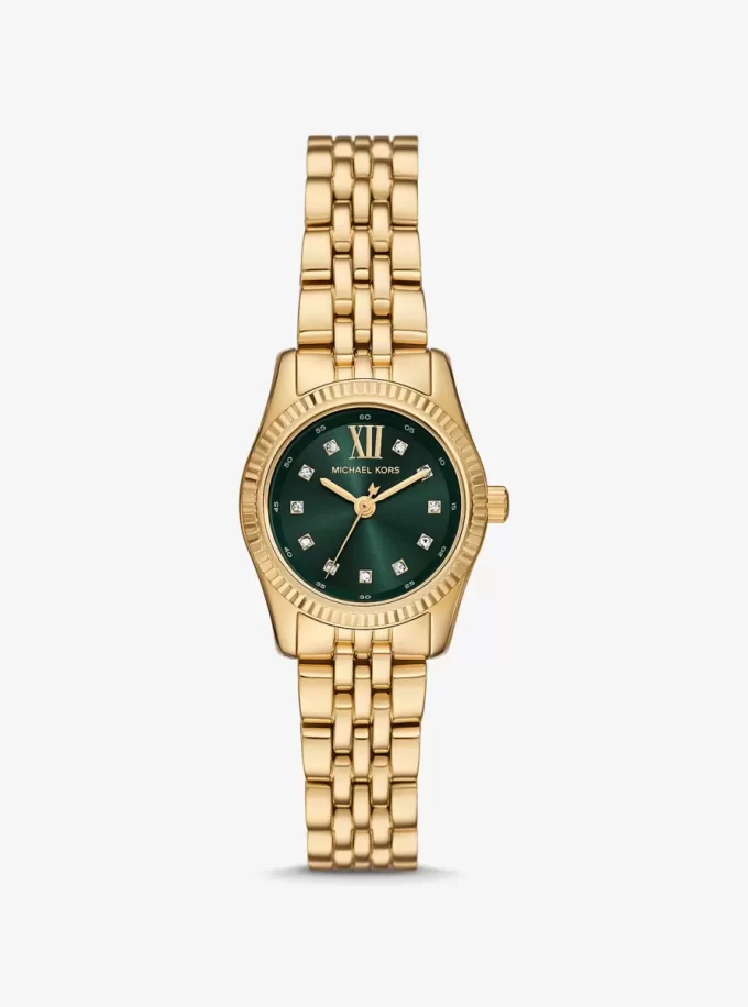 Petite Lexington Pavé goldfarbene Uhr Petite Lexington Pavé goldfarbene Uhr