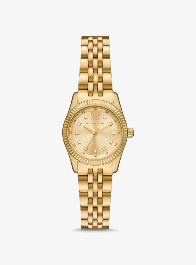 Petite Lexington Pavé goldfarbene Uhr Petite Lexington Pavé goldfarbene Uhr