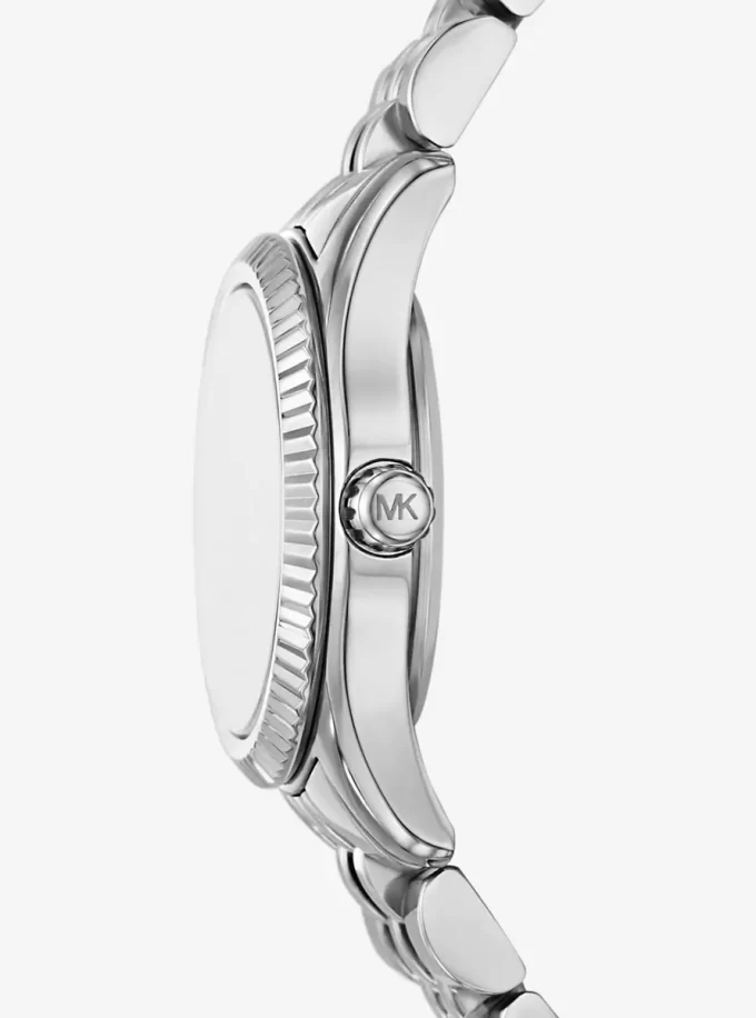 Petite Lexington Pavé Silberfarbene Uhr