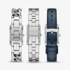 Petite Monroe Uhrenarmband-Set aus silberfarbenem und krokodilgeprägtem Leder Petite Monroe Uhrenarmband-Set aus silberfarbenem und krokodilgeprägtem Leder