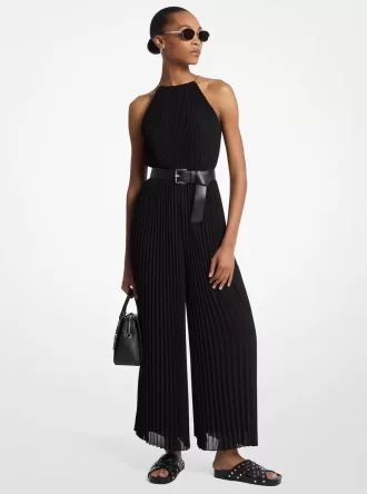 Plissierter Georgette-Halteroverall