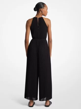 Plissierter Georgette-Halteroverall