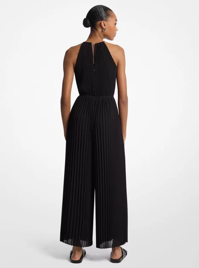 Plissierter Georgette-Halteroverall