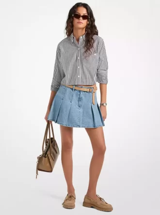 Plissierter Jeans-Minirock
