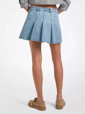 Plissierter Jeans-Minirock