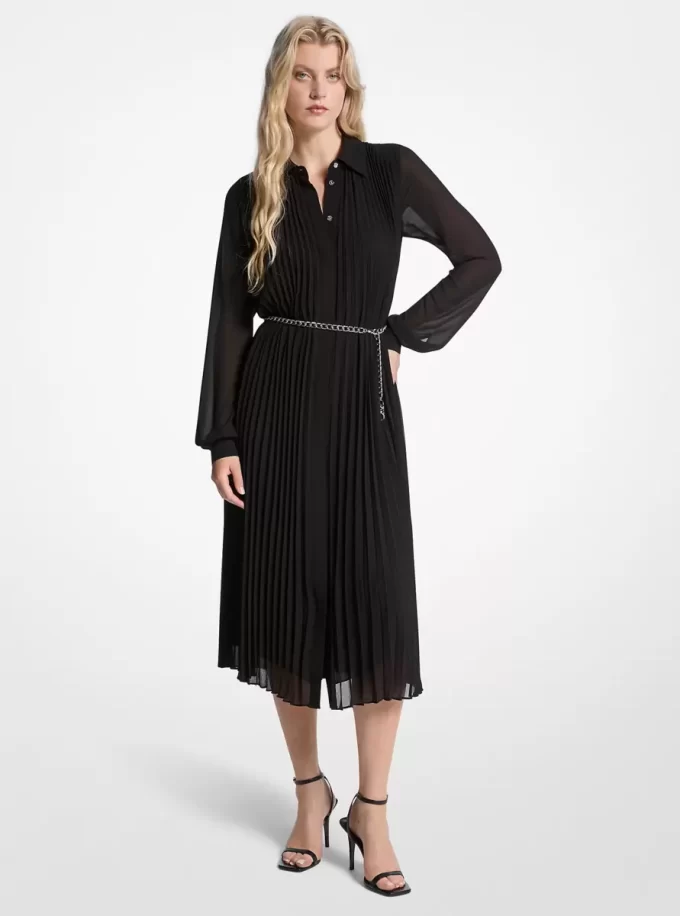 Plissiertes Georgette-Hemdkleid