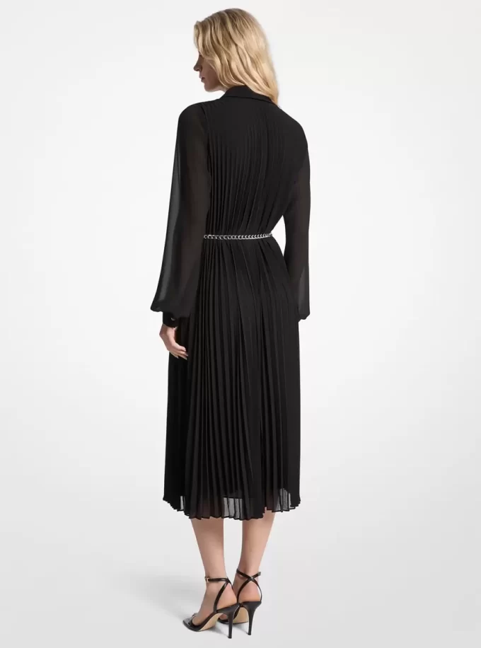 Plissiertes Georgette-Hemdkleid