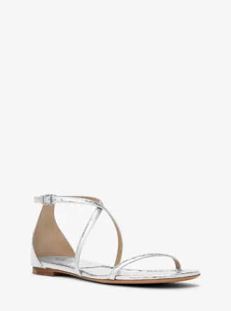 Polly Metallic Python geprägte Ledersandale