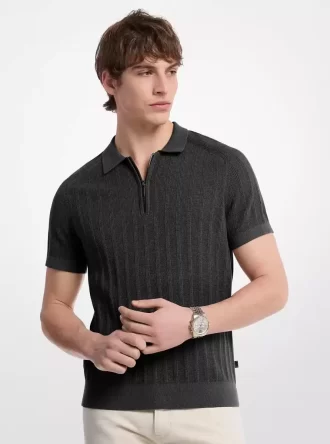 Poloshirt aus Baumwollstrick mit Reißverschluss