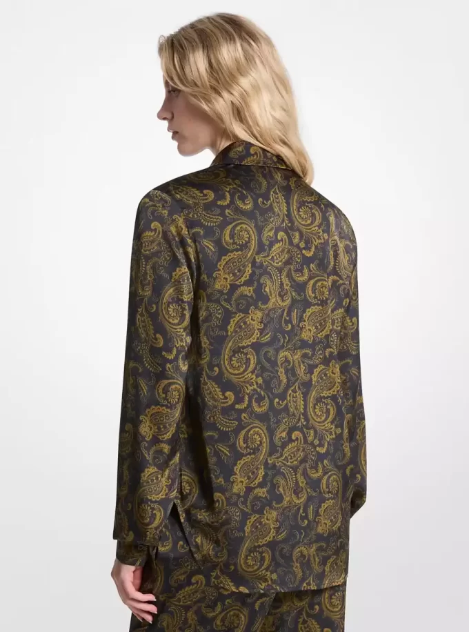 Pyjamahemd aus Satin mit Paisley-Muster