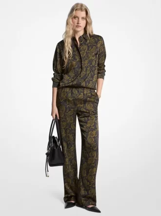 Pyjamahose aus Satin mit Paisley-Muster