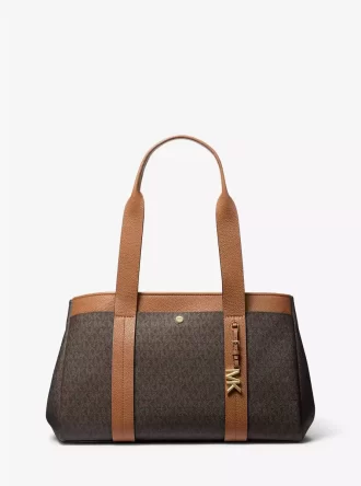 Romee Große Tragetasche aus Leder mit charakteristischem Logo