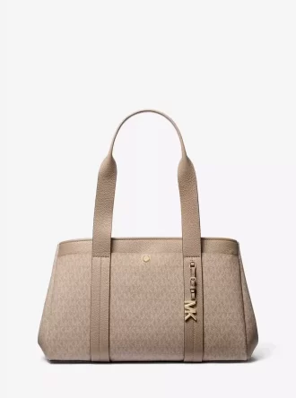 Romee Große Tragetasche aus Leder mit charakteristischem Logo